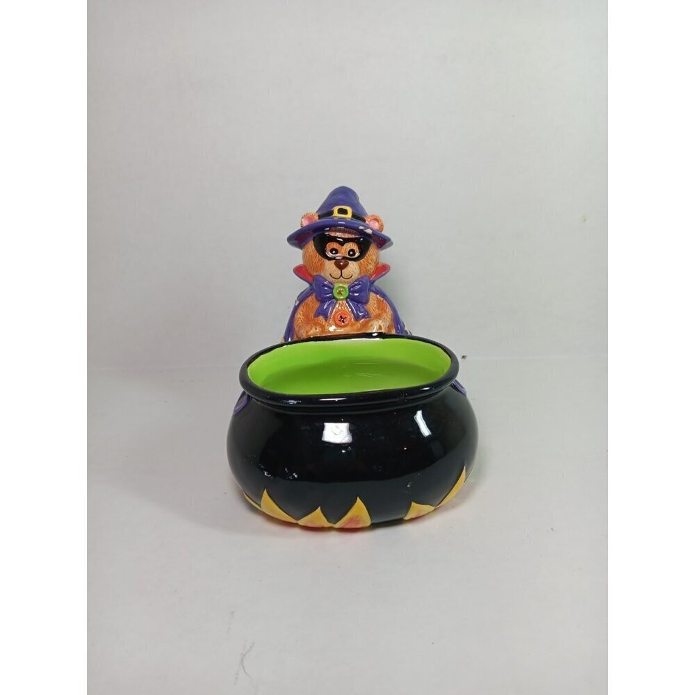 Vintage CKAO Ceramic Witch Bear With Cauldron Halloween Candy Dish